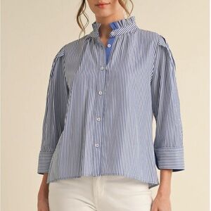 Elegant Blue and White Striped Men's Shirt